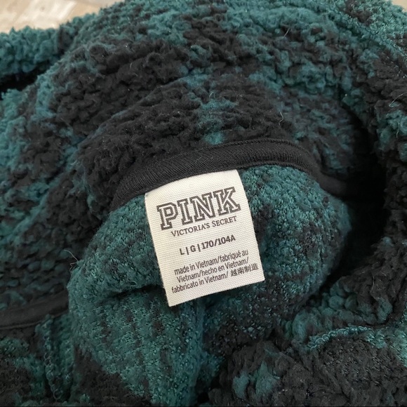 PINK Victoria’s Secret Sherpa Funnel Neck Pullover Hoodie Sweater Size L - Picture 8 of 12